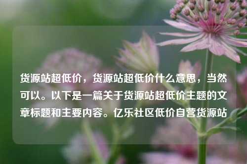 货源站超低价，货源站超低价什么意思	，当然可以	。以下是一篇关于货源站超低价主题的文章标题和主要内容。亿乐社区低价自营货源站  第1张