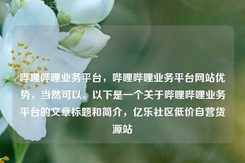 哔哩哔哩业务平台	，哔哩哔哩业务平台网站优势，当然可以。以下是一个关于哔哩哔哩业务平台的文章标题和简介，亿乐社区低价自营货源站  第1张
