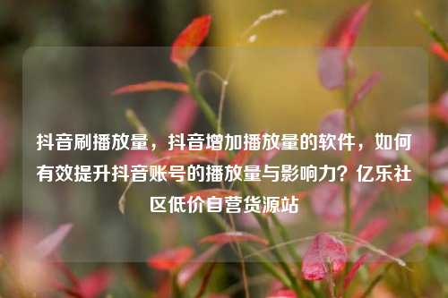 抖音刷播放量	，抖音增加播放量的软件，如何有效提升抖音账号的播放量与影响力？亿乐社区低价自营货源站  第1张