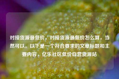 对接货源最低价	，对接货源最低价怎么算，当然可以。以下是一个符合要求的文章标题和主要内容，亿乐社区低价自营货源站  第1张