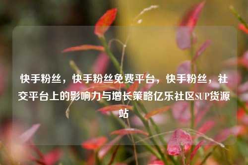 快手粉丝，快手粉丝免费平台	，快手粉丝，社交平台上的影响力与增长策略亿乐社区SUP货源站  第1张