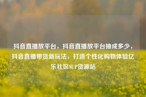 抖音直播放平台，抖音直播放平台抽成多少	，抖音直播带货新玩法，打造个性化购物体验亿乐社区SUP货源站  第1张