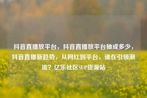 抖音直播放平台，抖音直播放平台抽成多少，抖音直播新趋势	，从网红到平台，谁在引领潮流？亿乐社区SUP货源站  第1张