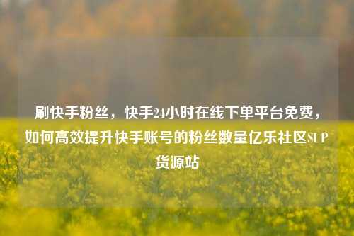 刷快手粉丝，快手24小时在线下单平台免费，如何高效提升快手账号的粉丝数量亿乐社区SUP货源站  第1张