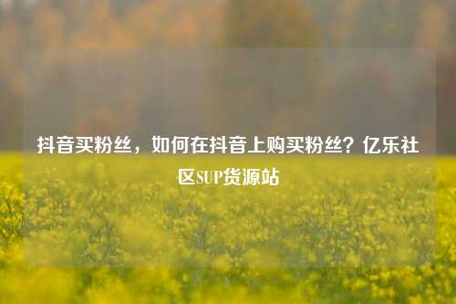 抖音买粉丝，如何在抖音上购买粉丝？亿乐社区SUP货源站  第1张