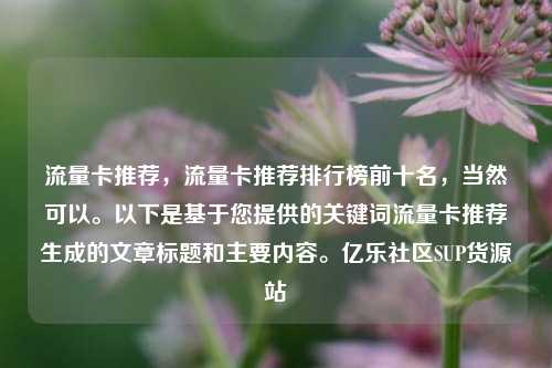 流量卡推荐，流量卡推荐排行榜前十名，当然可以。以下是基于您提供的关键词流量卡推荐生成的文章标题和主要内容。亿乐社区SUP货源站  第1张