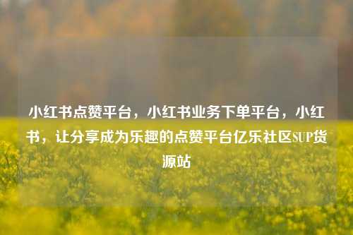 小红书点赞平台，小红书业务下单平台	，小红书，让分享成为乐趣的点赞平台亿乐社区SUP货源站  第1张