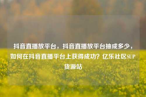 抖音直播放平台，抖音直播放平台抽成多少	，如何在抖音直播平台上获得成功？亿乐社区SUP货源站  第1张