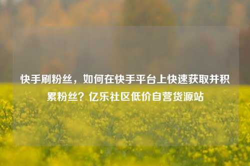 快手刷粉丝，如何在快手平台上快速获取并积累粉丝？亿乐社区低价自营货源站  第1张