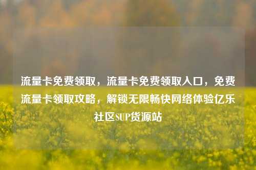 流量卡免费领取，流量卡免费领取入口，免费流量卡领取攻略，解锁无限畅快网络体验亿乐社区SUP货源站  第1张