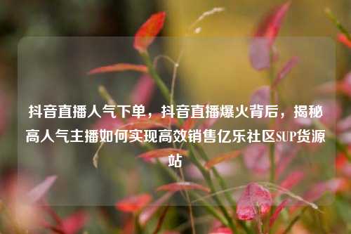 抖音直播人气下单，抖音直播爆火背后，揭秘高人气主播如何实现高效销售亿乐社区SUP货源站  第1张
