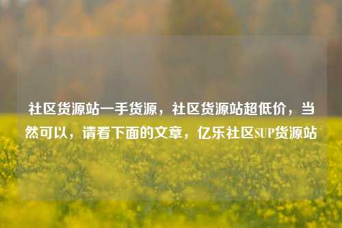 社区货源站一手货源	，社区货源站超低价，当然可以，请看下面的文章	，亿乐社区SUP货源站  第1张