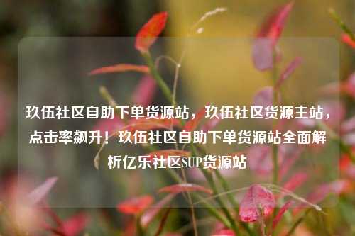 玖伍社区自助下单货源站，玖伍社区货源主站，点击率飙升！玖伍社区自助下单货源站全面解析亿乐社区SUP货源站  第1张