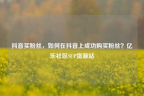 抖音买粉丝	，如何在抖音上成功购买粉丝？亿乐社区SUP货源站  第1张